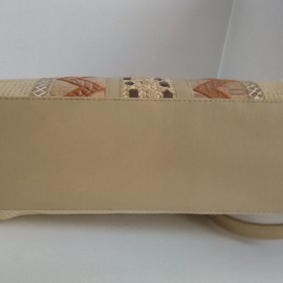 Indian Embroidered Design Shoulder Hand Bag Color Tan - Picture 6 of 16